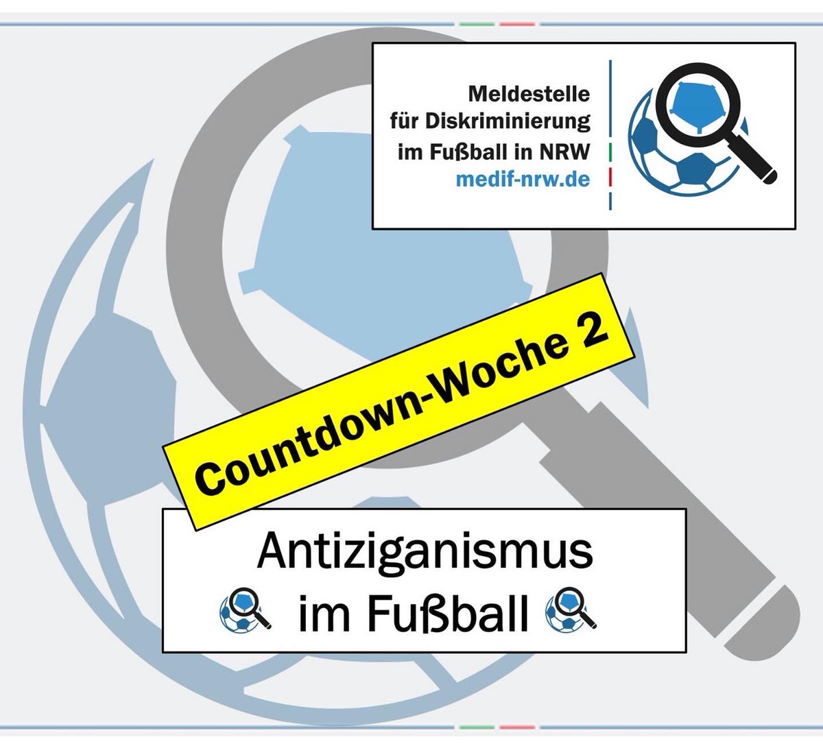 medif_nrw's tweet photo. Anlässlich des Welttages der kulturellen #Vielfalt am 21. Mai führen wir unsere Countdown-Wochen mit dem Thema Antiziganismus im Fußball fort. (1/2) https://t.co/FvQUzrDuTv