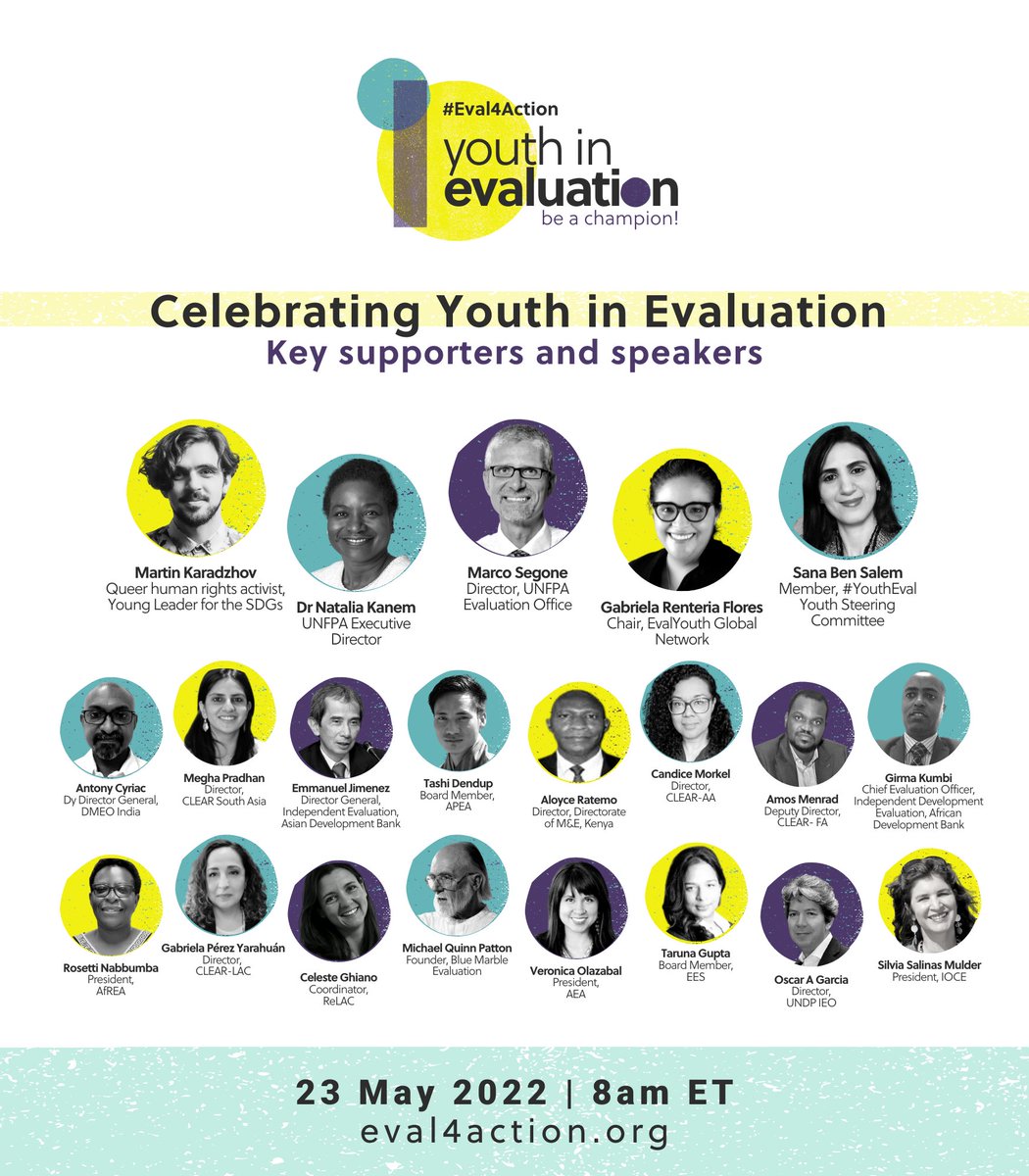 انضموا الينا بعد ساعات قليلة للاحتفال بالشابات والشباب المقيمين في التقييم مع نخبة من المتحدثات والمتحدثين من العالم 🎉🎉
 
نراكم في تمام الساعة الثالثة في توقيت القدس العربية 🕒

#Eval4Action #LeaveNoOneBehind