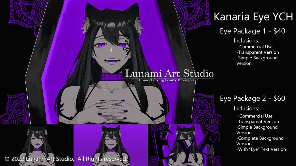 LunamiArtStudio's tweet photo. We proudly present to you our new YCH Project -
Kanaria Eye. Commissions are now open! 

DM for inquiries ❤️

#commissionsopen #lookingforcommission #lookingtocommission #Vtuber #VtuberEN #VTuberUprising 

Model: @/Minami707chan https://t.co/pDBALvKMll