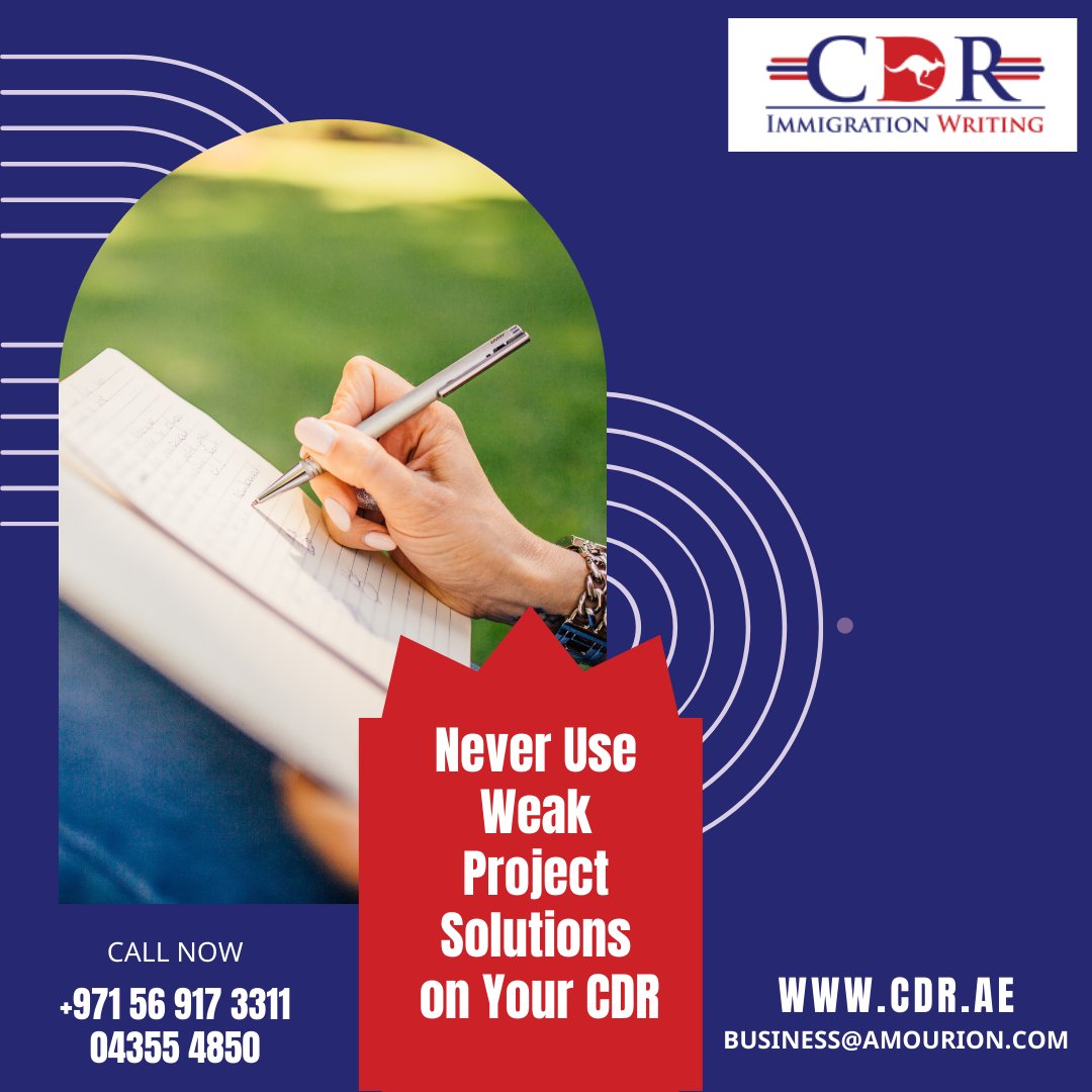 cdr_ae's tweet image. Never Use Weak Project Solutions on Your CDR

For a persuasive Competency Demonstration Report, your solutions for professional challenges should be convincing enough to show how good you’re as an engineer.
.
.
#project #engineer #cdrwriting  #cdr #cdrwriters #immigrationcanada