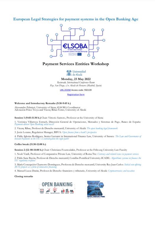 Pablo Iglesias-Rodríguez (@finlawsussex) on Twitter photo Live now: ELSOBA Payment Services Entities Workshop <a href="/UAHes/">Universidad Alcalá</a>
#Crypto #fintech #regtech #payments #LLM <a href="/FinLawSussex/">Pablo Iglesias-Rodríguez</a> #Bitcoin #openbanking #instantpayments Live now: ELSOBA Payment Services Entities Workshop <a href="/UAHes/">Universidad Alcalá</a>
#Crypto #fintech #regtech #payments #LLM <a href="/FinLawSussex/">Pablo Iglesias-Rodríguez</a> #Bitcoin #openbanking #instantpayments