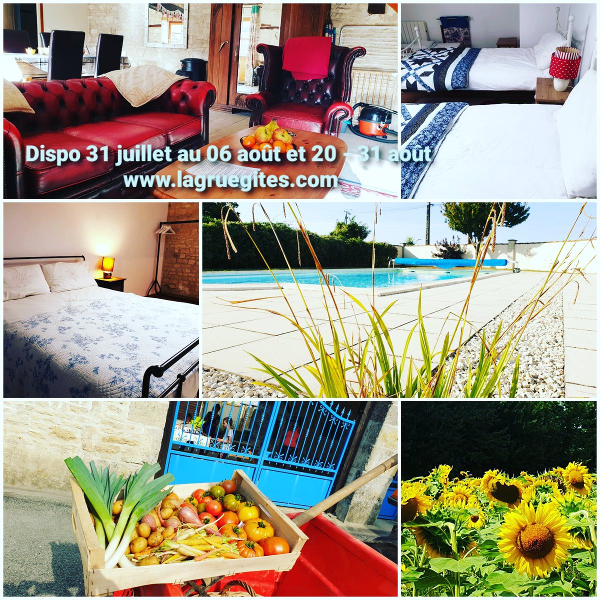 #lagruegites 
Availability in July and August 2022.
#familyholidayinfrance #charente #nouvelleaquitaine