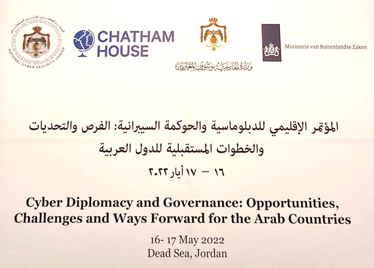 Honored to have been invited to "Cyber Diplomacy and Governance Conference" organized by <a href="/ChathamHouse/">Chatham House</a>  <a href="/DutchMFA/">Dutch Ministry of Foreign Affairs 🇳🇱</a> <a href="/ForeignMinistry/">وزارة الخارجية وشؤون المغتربين الأردنية</a> <a href="/NCSCJO/">NCSC JO</a> 

news.ksu.edu.sa/en/node/138638

#الامن_السيبراني #أمن_المعلومات #cybersecurity #infosec #security #privacy #saudiarabia #السعودية <a href="/PatriciaMary/">Dr Patricia M Lewis</a>