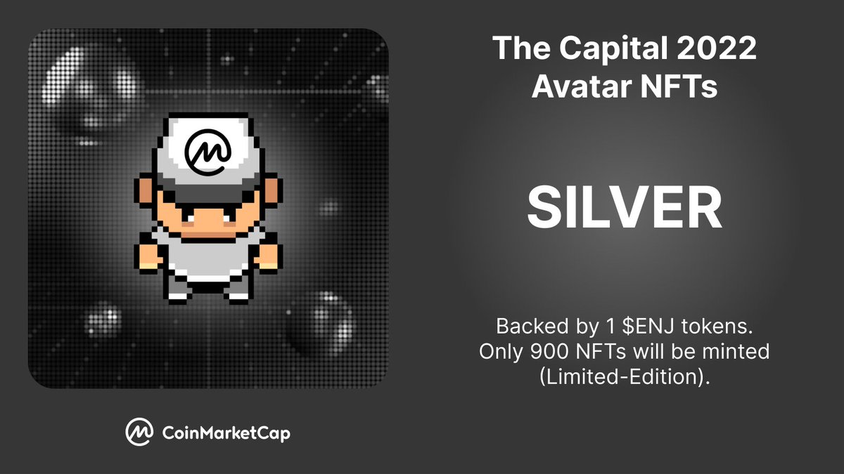 Win Limited-Edition #CoinMarketCap Conference - #TheCapital2022 Avatar NFTs! 👾

Join us to get the opportunity to acquire one of 4 tiers Diamond/Gold/Silver/Bronze avatars minted by <a href="/enjin/">Enjin</a>  to use in our #metaverse Conference! 🚀 

🗓️ May 26-27, 2022 
👉 coinmarketcap.jotform.com/220615307059047