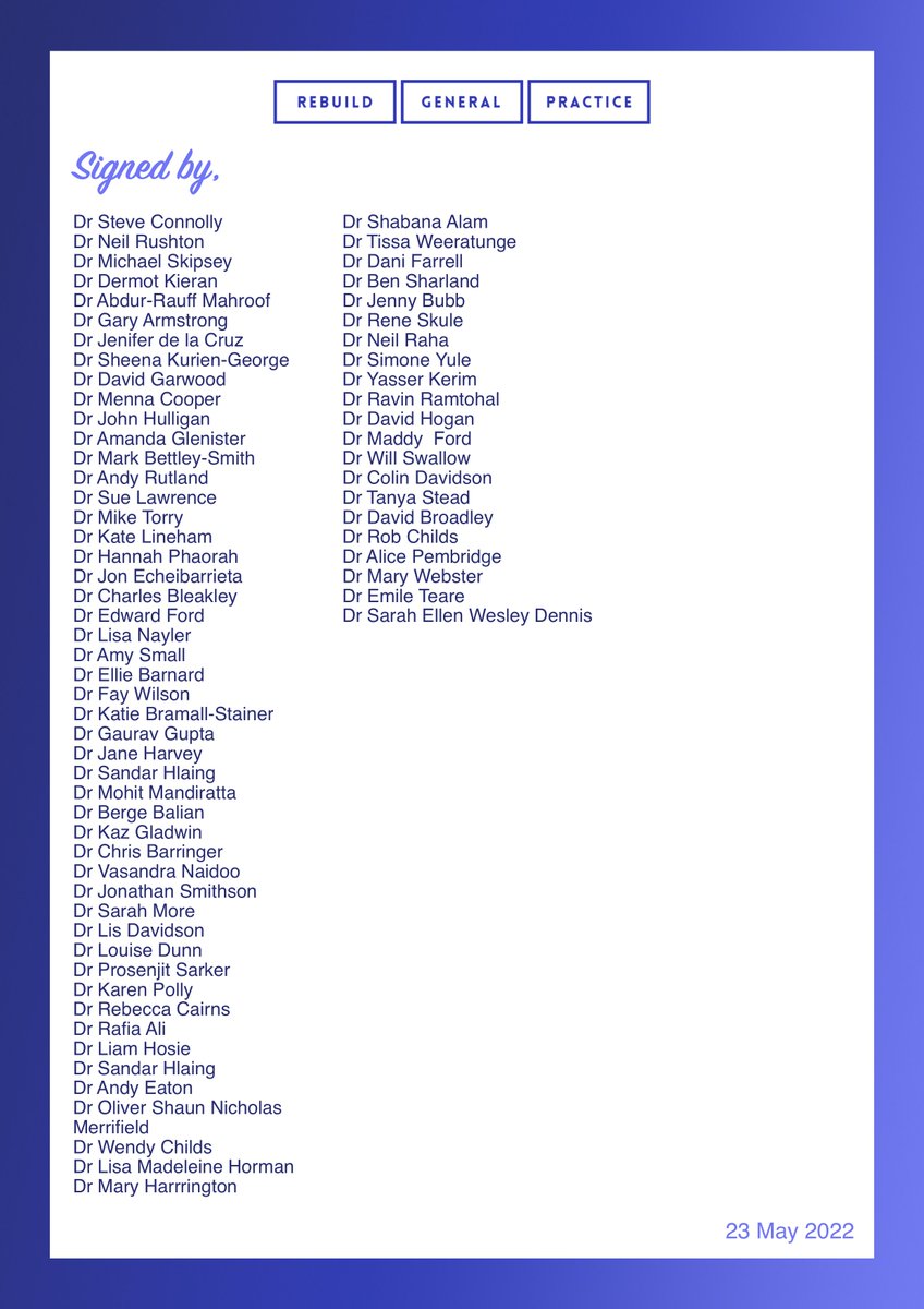 ⚠️ General practice has been in crisis for years and patients are being affected by the lack of action.

🗣 GPs want you to know what they are doing to ensure that you and your safety come first.

✉️  Please read their letter to you below 💙

#LetterToMyPatients #RebuildGP