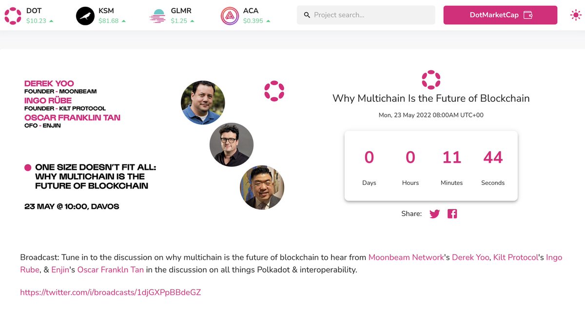 DotMarketCap's tweet photo. #DMCEvents
Wanna know why #multichain is the future of #blockchain?
Join the discussion with Derek Yoo, Ingo Rube, & Oscar Franklin Tan to learn more all things #Polkadot & interoperability.
https://t.co/u8tro5lozq https://t.co/RHgbkishn8