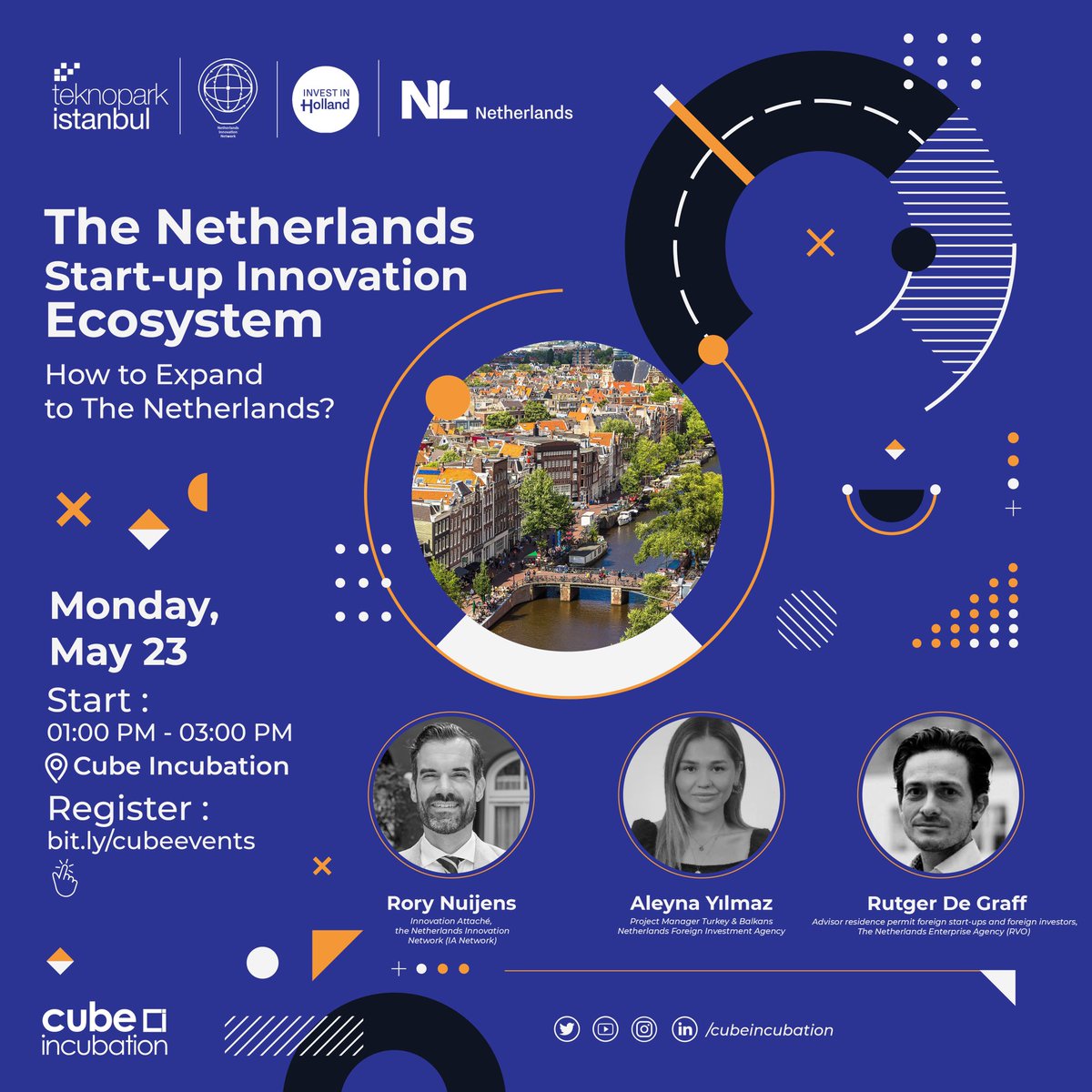 We’ll be at <a href="/teknopark_ist/">Teknopark İstanbul</a> today with <a href="/cubeincubation/">Cube Incubation</a> and @IATurkije to present the Dutch Start-Up Innovation Ecosystem and how to expand your business to the Netherlands. Don’t forget to register here: bit.ly/cubeevents?trk…