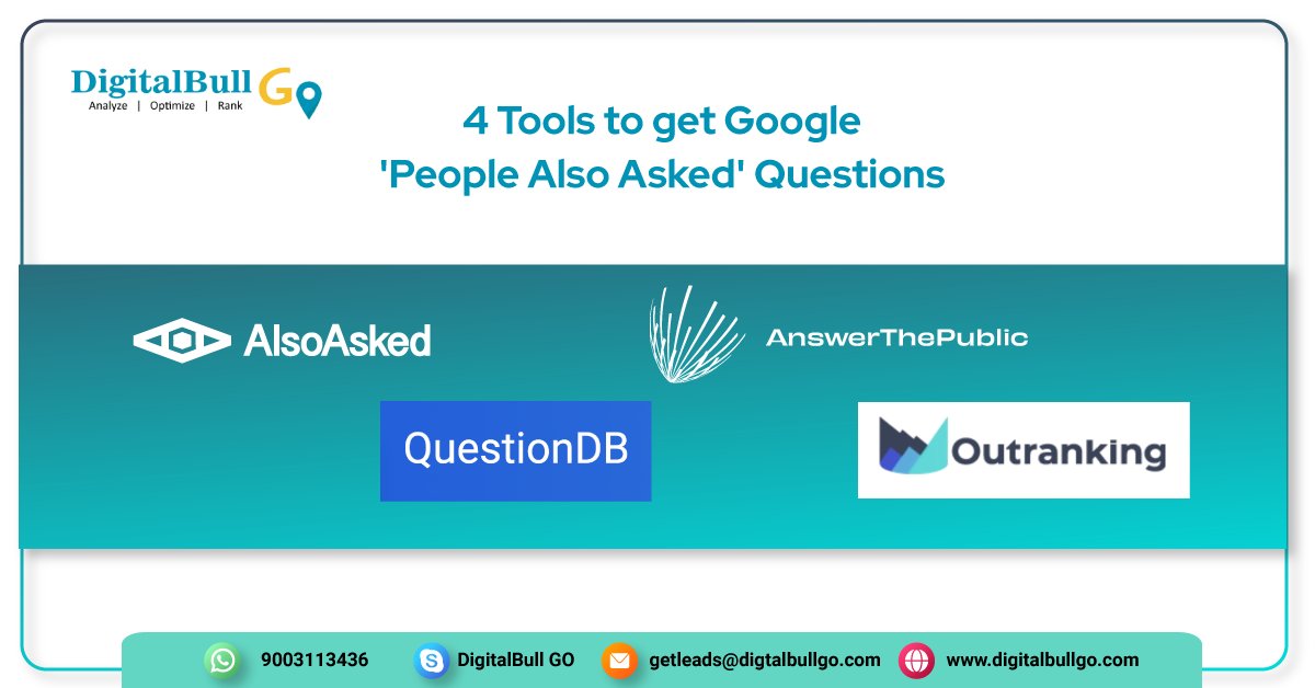 digitalbull_go's tweet photo. 4 Tools to get Google 'People Also Asked' Questions!
Visit us on https://t.co/NfksuJrwGZ
.
.
.
.
.
#LocalSEOaudit #DigitalBullGo #LocalSEOservice #Google https://t.co/nMIOMoknTj