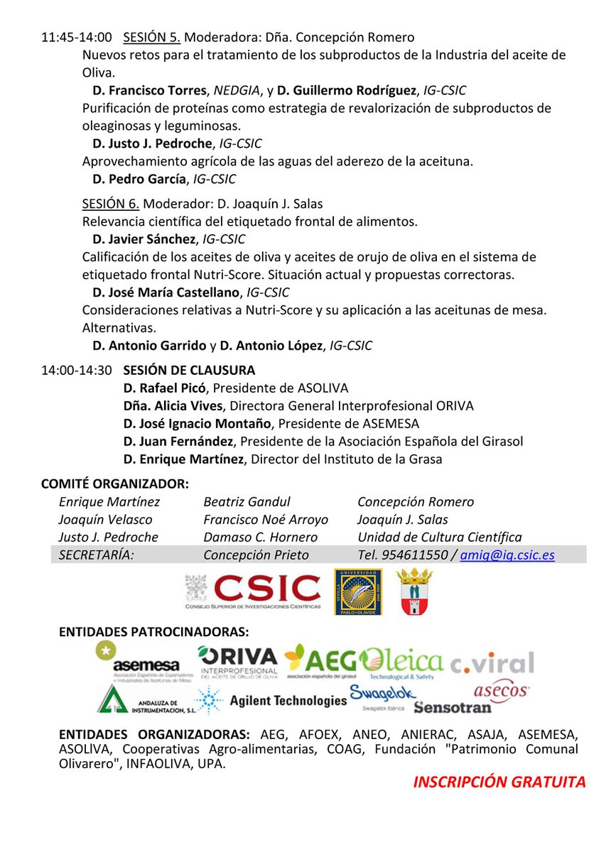 emforce1's tweet photo. Un año más, aunque especial por la celebración de nuestro 75 aniversario, el Instituto de la Grasa organiza su ya tradicional Asamblea de Miembros (AMIG). Este evento tendrá lugar los días 26 y 27 de mayo en el Salón de actos del IG. https://t.co/HrjTFSccfJ https://t.co/SKUtj70zwt