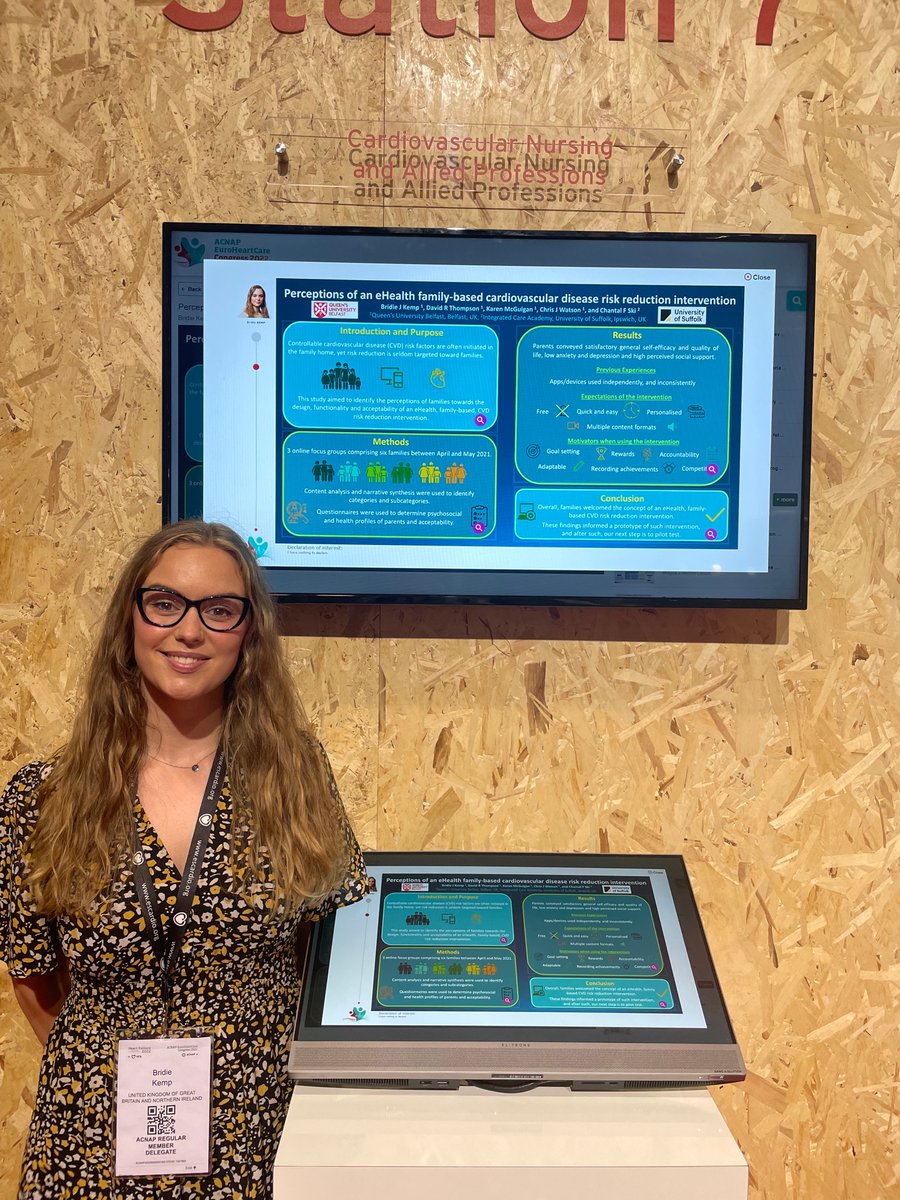 BridieKemp's tweet photo. Having a fab time in Madrid at #EUROHEARTCARE2022, so great to represent some of the PhD work going on in @QUBSONM related to heart health! @gemsinbangor @McMahon_JA1 @DonnaFitzQUB @HillLoreena https://t.co/Nw4Yam0gCD