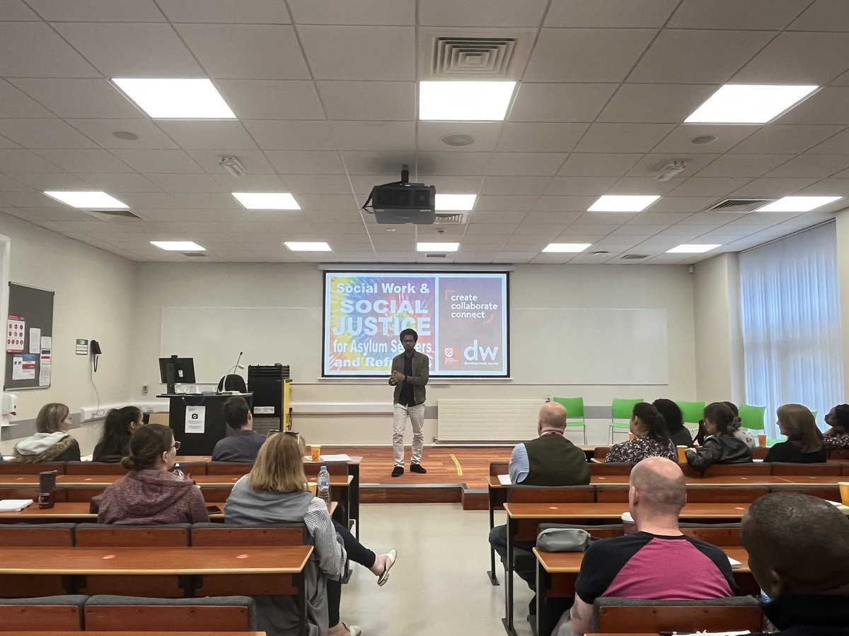 Coumilah01's tweet photo. Mamadou Diallo, an expert by experience relating how being in the asylum seeking system is like living in an open air prison and being stripped of your dignity. #QUBDevelopmentWeeks https://t.co/UbAGTBEQX2
