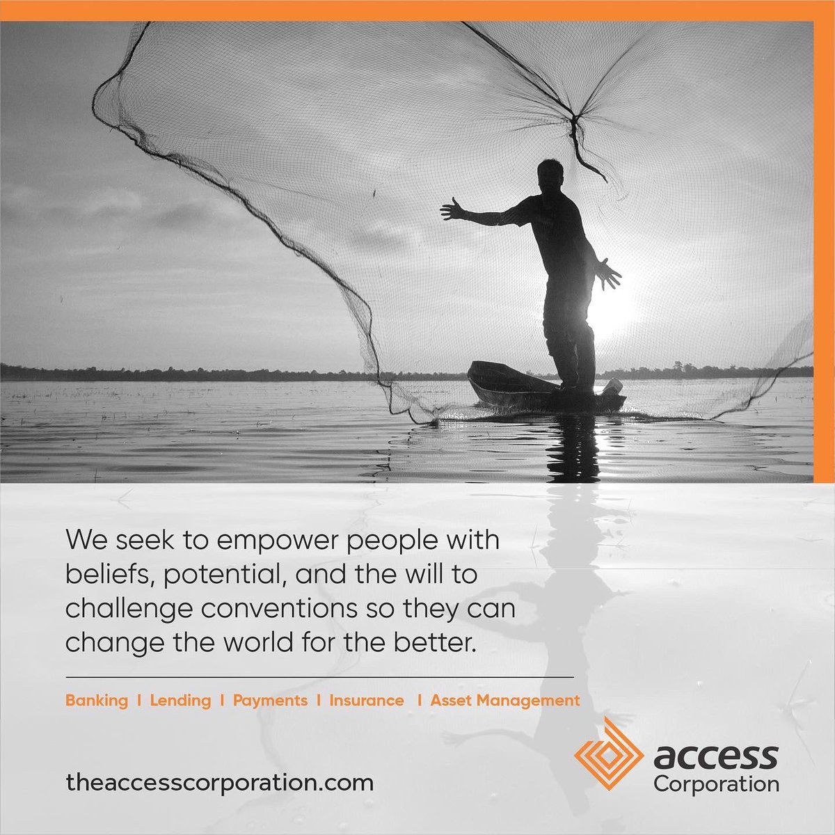 theaccesscorp's tweet photo. We empower people with beliefs and potential to challenge conventions and change the world.
@theaccesscorp, where the world connects.
#TheAccessCorp
#MoreThanBanking
#DigitalInnovation
#WhereTheWorldConnects
#DevelopingSocieties https://t.co/Kf7isXSXQ6
