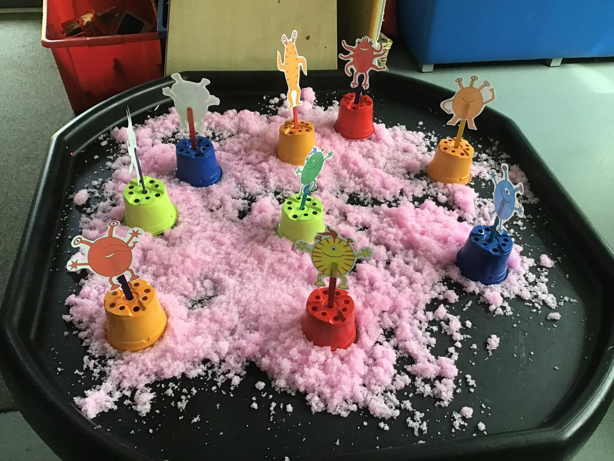 SRAPrimary's tweet photo. The children in EYFS have come to school as a range of interesting characters and been using sensory play in their learning this morning. @SRAEnglishDept #srabookweek https://t.co/fcOg1EPjwV