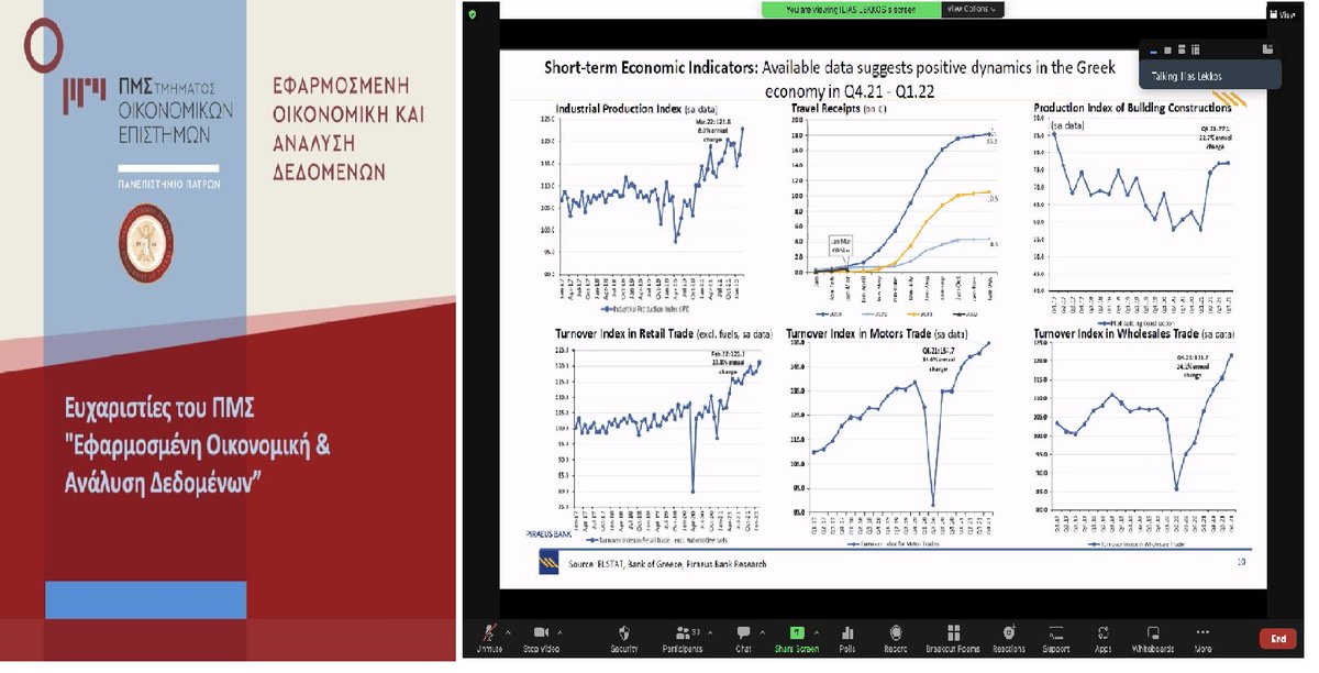 Ευχαριστούμε θερμά τον κ. Λεκκό Ηλία (Chief Economist- Assistant General Manager, Piraeus Bank  για την πολύ ενδιαφέρουσα ομιλία του  στην σειρά σεμιναρίων του Π.Μ.Σ/
#AppliedEconomics #DataAnalytics #UniversityofPatras #Seminars