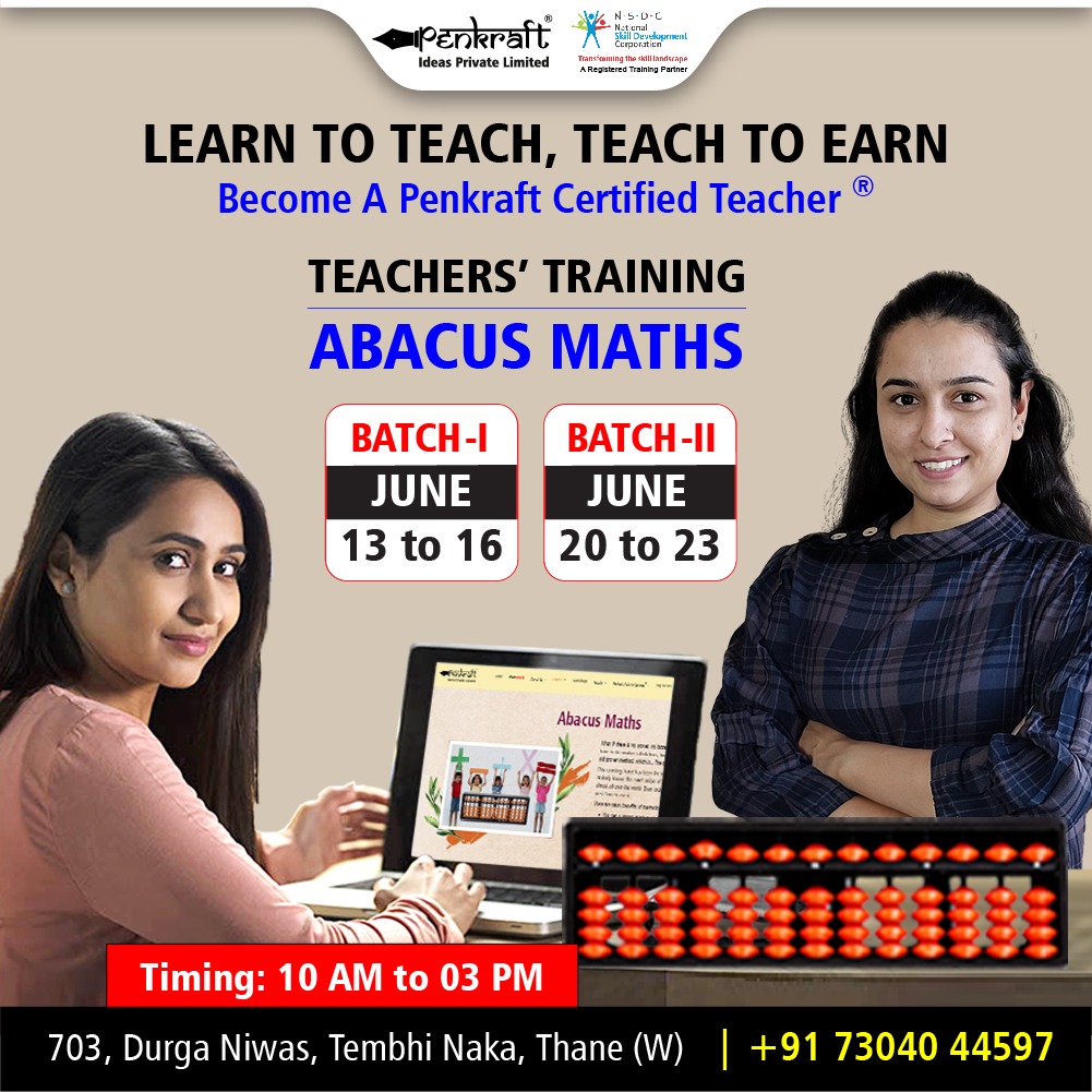 PenkraftTweets's tweet photo. Become a #PenkraftCertifiedTeacher for #AbacusMaths and #WorkFromHome!
#LearnToTeach, #TeachToEarn
Be part of a growing brand with immense goodwill.
+91 73040 44597
https://t.co/InLoHqEKak
#AbacusWithPenkraft #AbacusOnline #AbacusClasses #ImproveMaths #AbacusTeacher https://t.co/uWmfZrEDcu