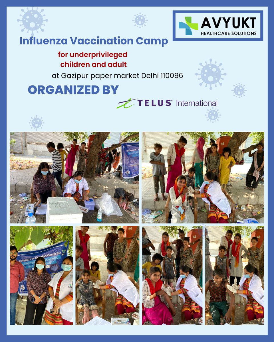 Avyukt_health's tweet photo. Influenza Vaccination Camp for underprivileged
children and adults at Gazipur paper market Delhi
.
.
.
.
.
.
.
.
.
.
#avyukthealthcare #telusinternational #CSRActivity #UnderprivilegedChildren #healthcheckupcamps #corporatewellnessprogram #InfluenzaVaccinationCamp https://t.co/32KwzJWK76