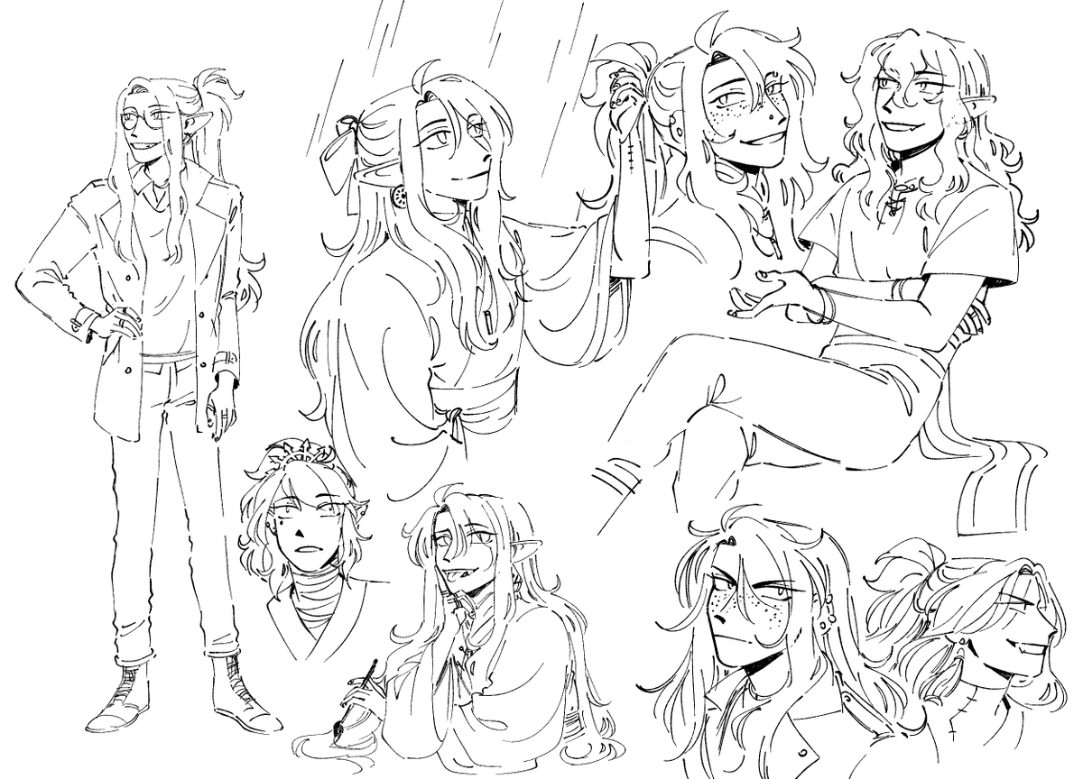 doodle page with all my mains (+ juniper!) 