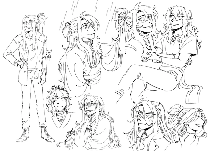 doodle page with all my mains (+ juniper!) 