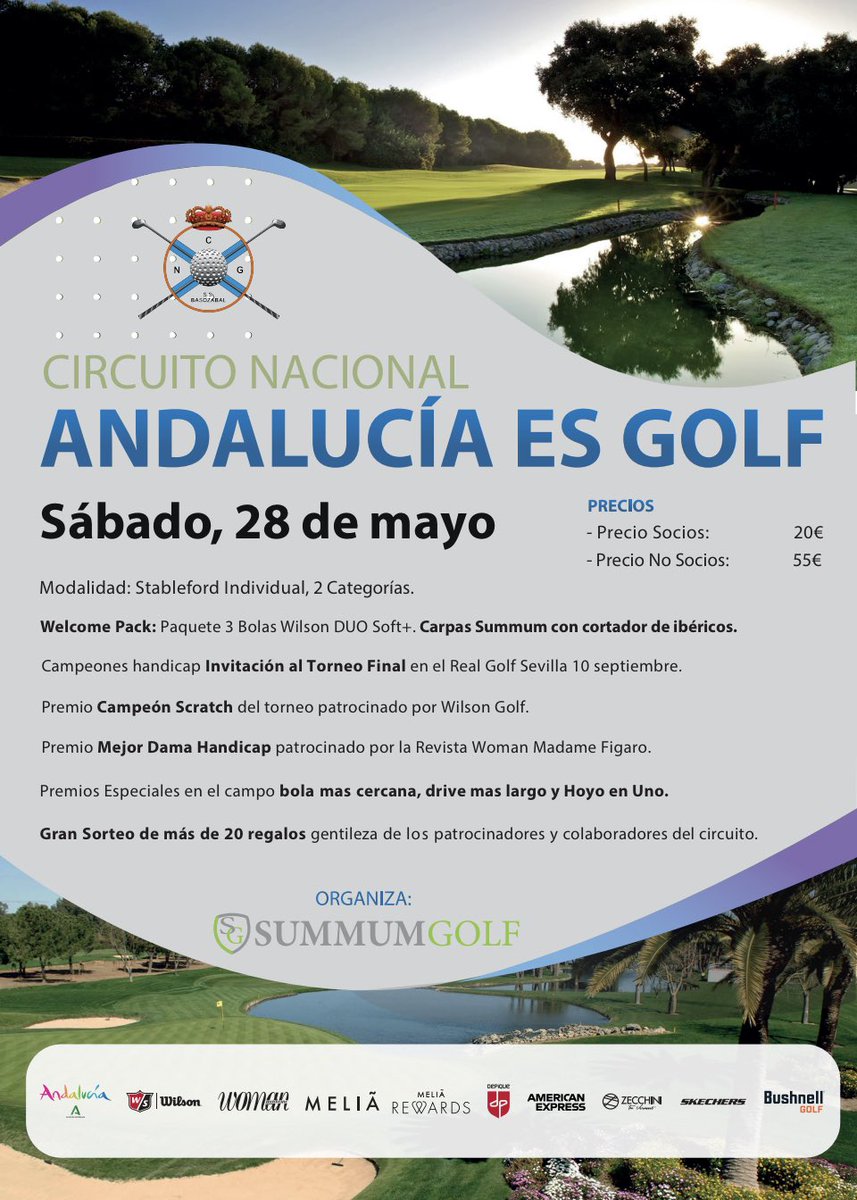 summumgolf's tweet photo. Circuito #AndaluciaEsGolf en Golf Basozabal (San Sebastián) sábado 28 de mayo.

Campeones handicap invitados final nacional en Real Club Sevilla Golf sábado 10 de septiembre ⛳️🔝

#summum #andalucia #summumgolf #viveandalucia #golfinandalucia #intensamente #basozabal #golf https://t.co/VbkjUfvEdk