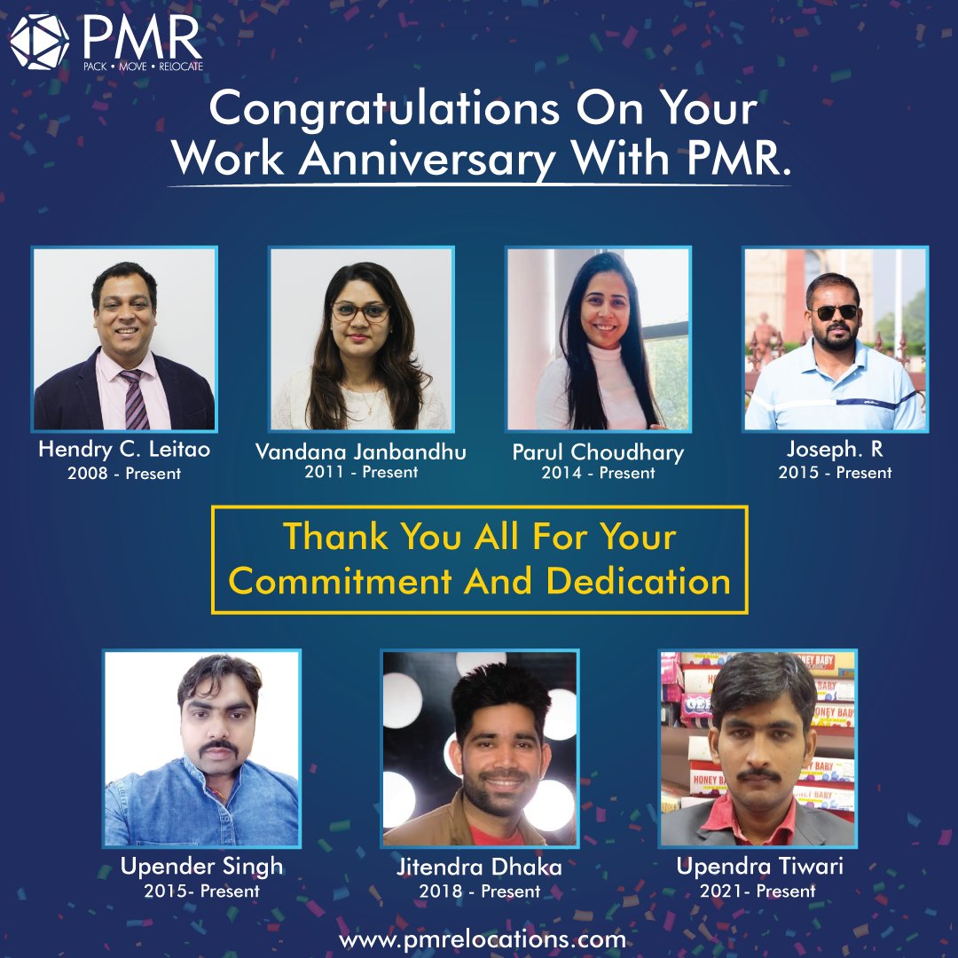 Pmrelocations's tweet photo. Wishing each and every one of you a Happy Work Anniversary!
Thank you for your hardwork and dedication.
Heartiest Congratulations Again!!
.
#WorkAnniversary #WorkLife #anniversary #PMR #LifeAtPMR #PMRChampions #workanniversarycelebration #office #milestoneachieved #workmilestone https://t.co/p59J0NmcXF