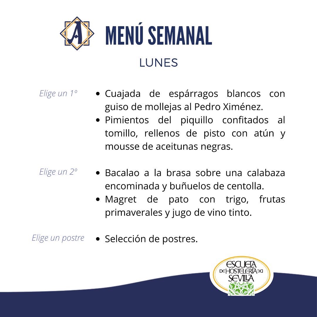 ESH_Sevilla's tweet photo. Consulta el menú completo de la semana aquí 👉🏼 https://t.co/bxHwMAjbXS
#alumnosenacion #eshsteam #comedorescolar #practicaslectivas #eshs #grupolezama #azajal #Restaurante #movimientoeshs https://t.co/7DOhljOZuz