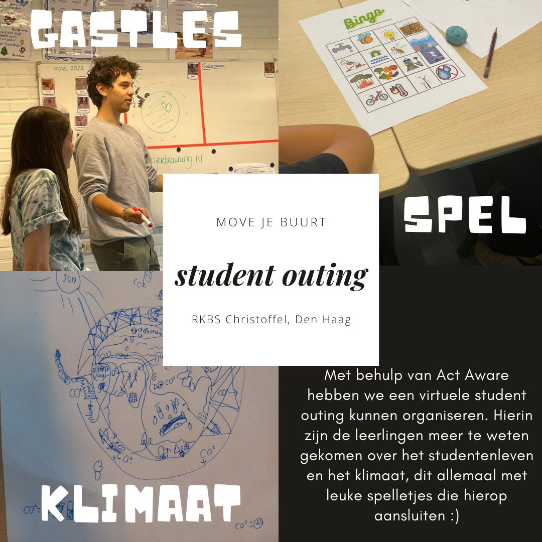 Studenten van <a href="/UniLeiden/">Universiteit Leiden</a> en <a href="/HSLeidenNL/">Hogeschool Leiden</a> organiseerden voor leerlingen van de Christoffel in Ypenburg een bijzondere sessie met een gastcollege over duurzaamheid van Act Aware. De vele tips en tricks die ze kregen kunnen ze nu mooi inzetten voor hun buurt!