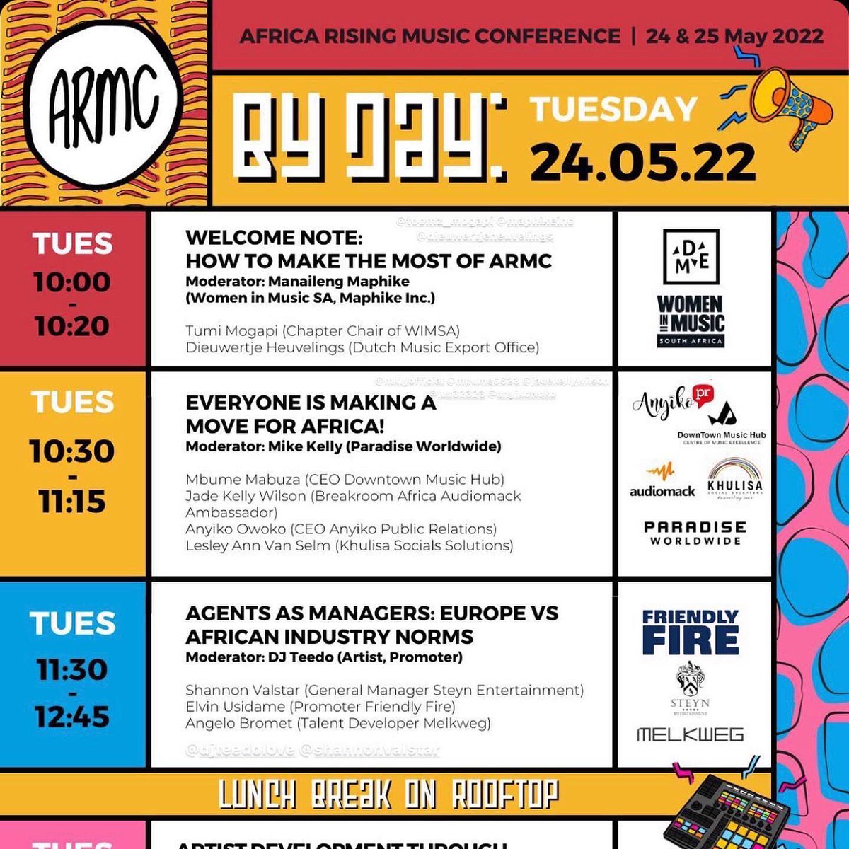 Join our Founder at the 2022 edition of Africa Rising Music Conference taking place on 24 and 25 May 2022 at Hallmark Hotel. Get your tickets and more info at #ARMC Instagram. In collaboration with <a href="/WIMSouthAfrica/">WomenInMusicSA</a> and the Dutch Music Exchange. See you there.