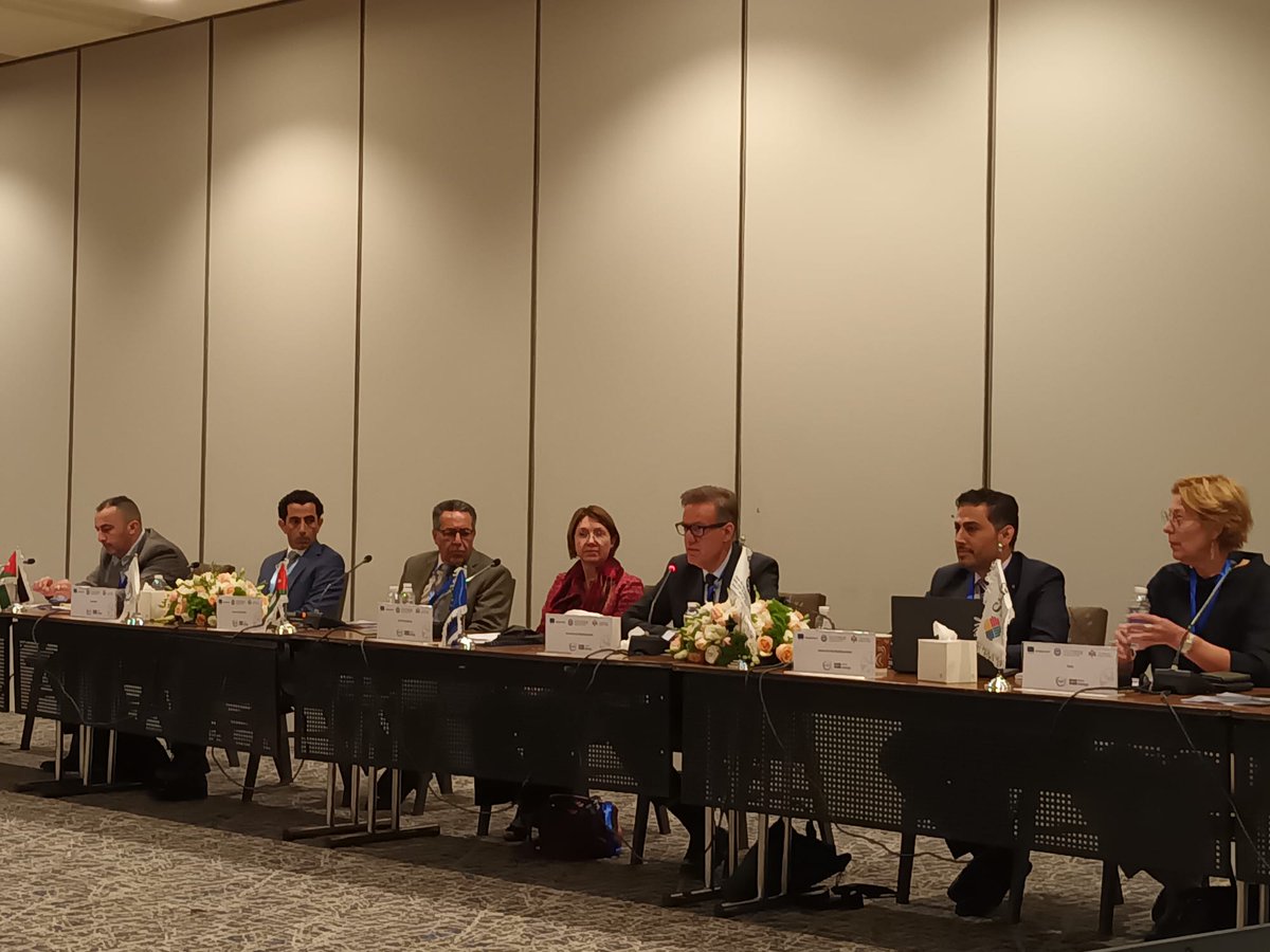 🔛 After 2 years, the #UfM Water Expert Group reunites again with the spirit of turning deliberations on water &amp; investment policies into actions and enhance ownership among #UfM countries. With Secretary General of Jordan's Water Ministry #UfM4Water 
@mselin123 <a href="/AbadiMutaz/">Almotaz Abadi</a>