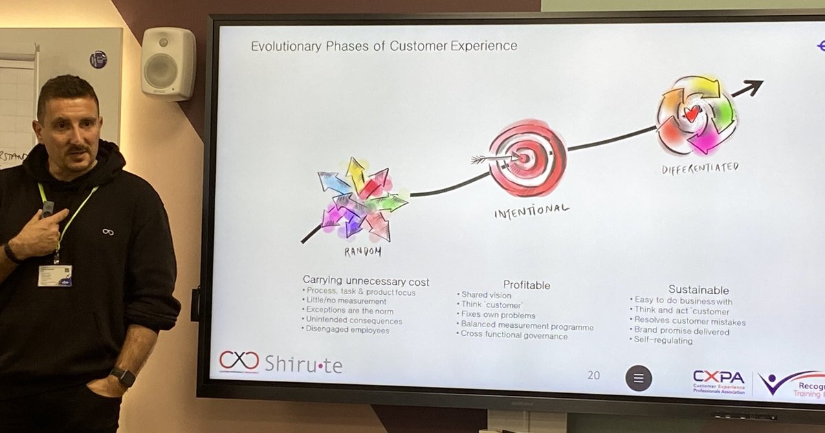 HeliTorronen's tweet photo. Transforming organization to truely CX focused requires long term strategy of 6-8 years at least. Most of the organizations are still on the first phase of CX and that’s where most of unnecessary costs appear @ijgolding #cxmasterclass #cx #valuecreation https://t.co/WsIc1baAEO