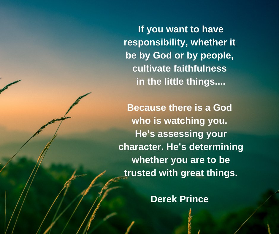 derek_prince's tweet photo. #InspiringDevotional by #DerekPrince: Are you being faithful in little things? 

A short reflection for every Christian who wants to be trusted by God and people with big things in life. Check it out on our Facebook page:
https://t.co/YTBLdT765k https://t.co/Ttdj0mKnVr