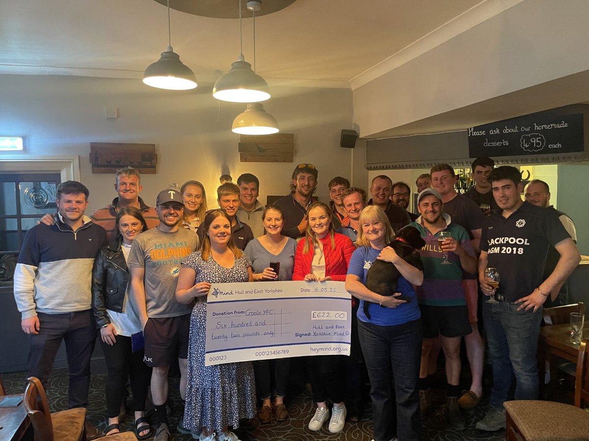 MindHEY's tweet photo. Goole Young Farmers have raised a massive £622 for Hull and East Yorkshire Mind, by holding a dinner dance, and carol singing. Thank you! 💙

Our Community Fundraiser Marie-Louise was delighted to give them a talk about mental health at their meeting last Monday evening. https://t.co/4MvZ8tjXSP