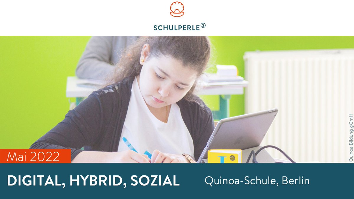 Schulperle's tweet photo. Wir beglückwünschen die Schulperle für Mai 2022!

Die Quinoa-Schule in Berlin erhält für ihr Projekt "Digital, hybrid, sozial" zum ersten Mal den neuen Förderpreis des @stifterverband 

Erfahrt hier mehr zum Projekt: https://t.co/vh62a13fVu https://t.co/VojfKDXMuX