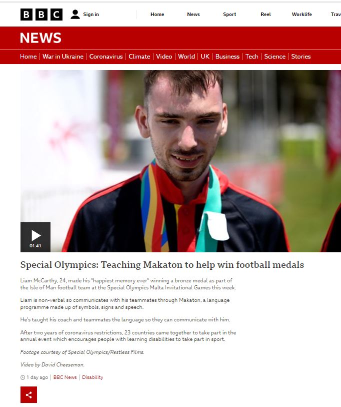 soeuropeeurasia's tweet photo. "This is my happiest memory ever!" - Liam from Special Olympics Isle of Man signs his joy in Makaton at the Special Olympics Malta Invitational Games. Huge thanks to @davidcheeseman &amp; @FilmsRestless for capturing Liam's journey. Watch in full on @BBCNews: https://t.co/4108sLKUJk https://t.co/VaReGktt4x