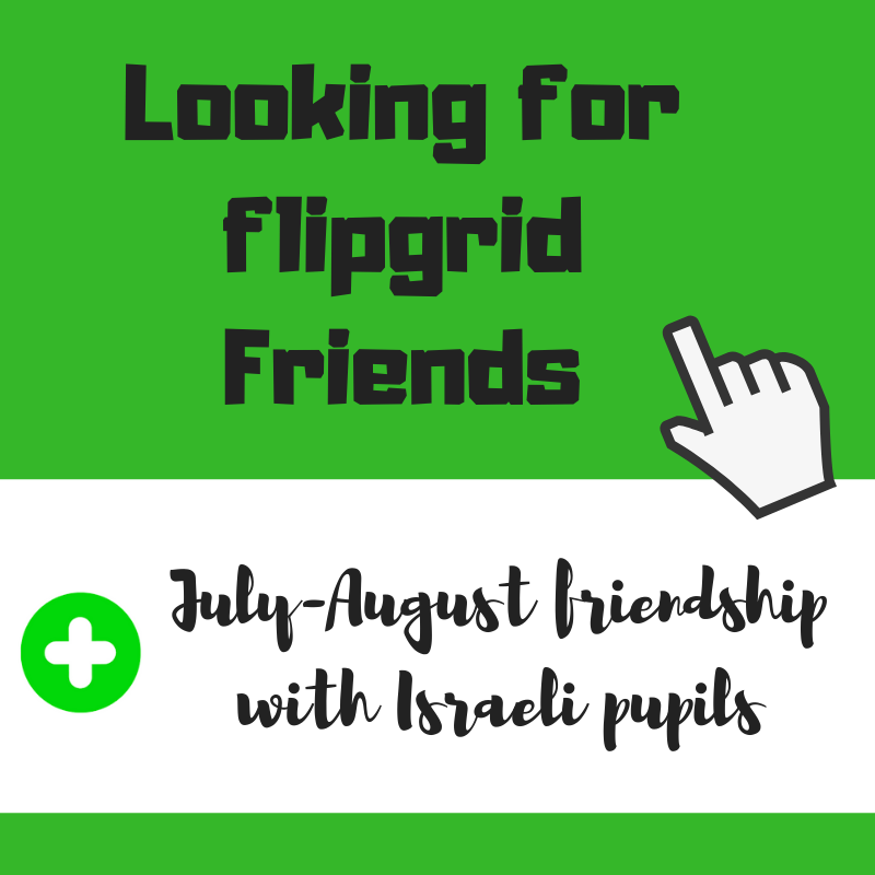 Calling 🎤summer school teachers! Israeli pupils would like to hear about your lives and share theirs with @Flipgrid. Please share with colleagues. @mibra_mio @EdTechChristina @MrCoachK15 @AppleTattoo_4th @EdTechMac @edTechEvans @AdrianeGarland @kerriatlearning @vivilopez2