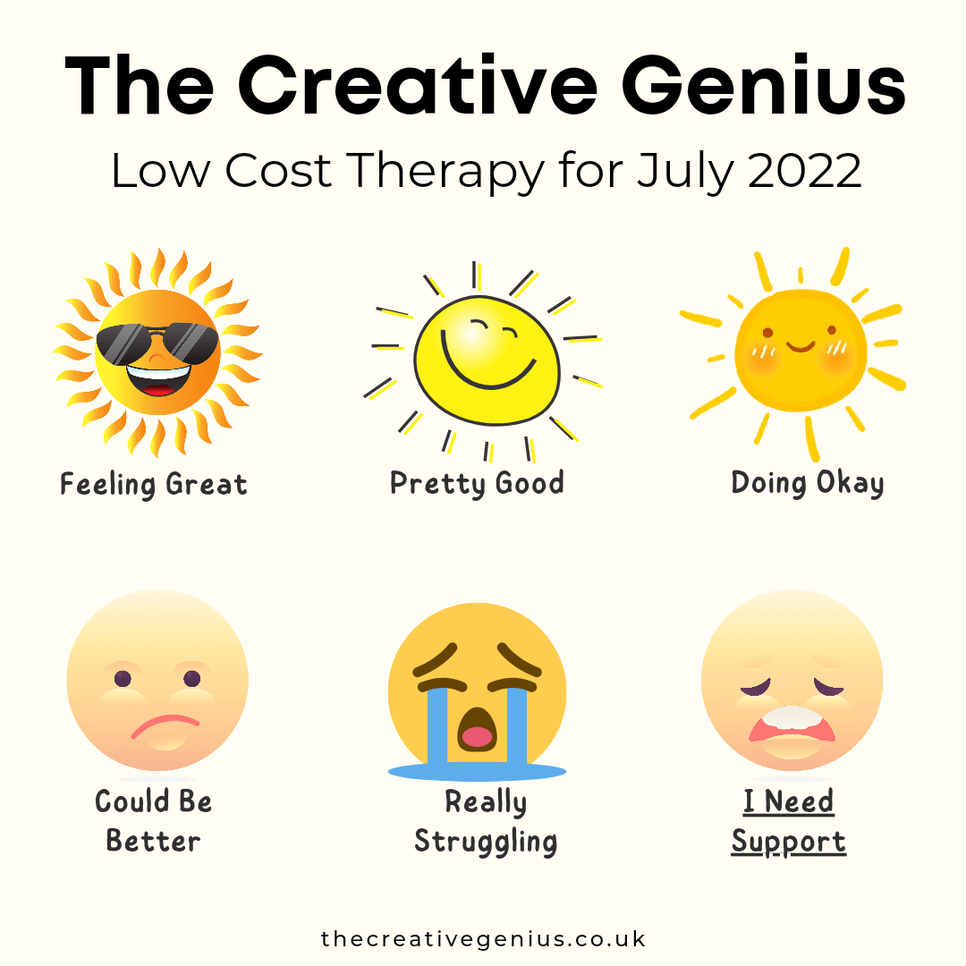 The Creative Genius is offering affordable in-person therapy for creatives.

Visit thecreativegenius.co.uk for full details.