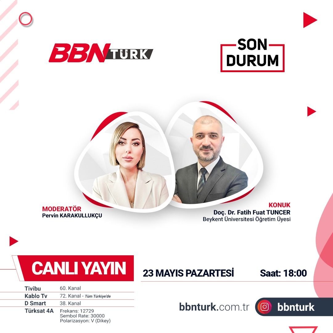 BeykentODEK's tweet photo. Beykent Üniversitesi Uluslararası İlişkiler Bölümü Öğretim Üyesi Doç. Dr. Fatih Fuat Tuncer, bugün saat 18:00'de uluslararası gündemi değerlendirmek için BBN Türk ekranlarında Pervin Karakullukçu'ya konuk oluyor. @FatihFuatTunce1 #beykentüniversitesi @bbnturktv https://t.co/jgaLjgFyAY