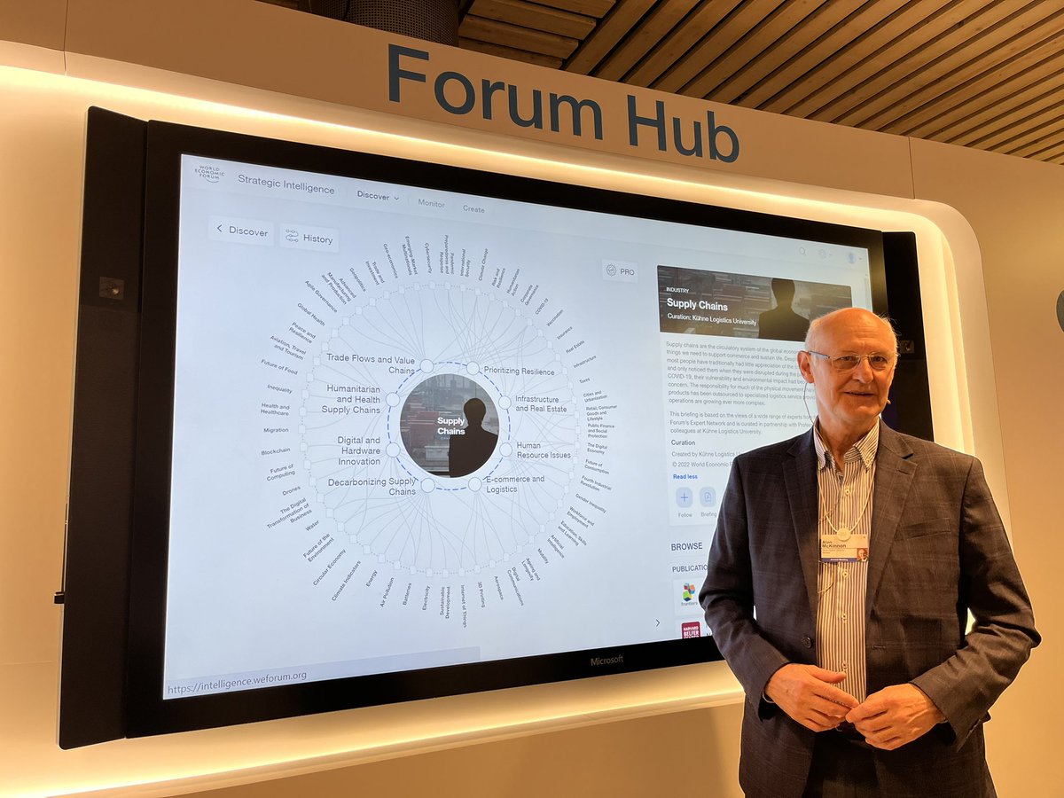 WEF_Intel's tweet photo. We are pleased to be joined by @alancmckinnon, Professor of Logistics at Kuehne Logistics University, at Davos. He shed light on issues such as sustainable production, resilient value chains, and shared value creation.

Read more: https://t.co/1UjsWad9Mw

#WEF22 https://t.co/dwXRcppnoG