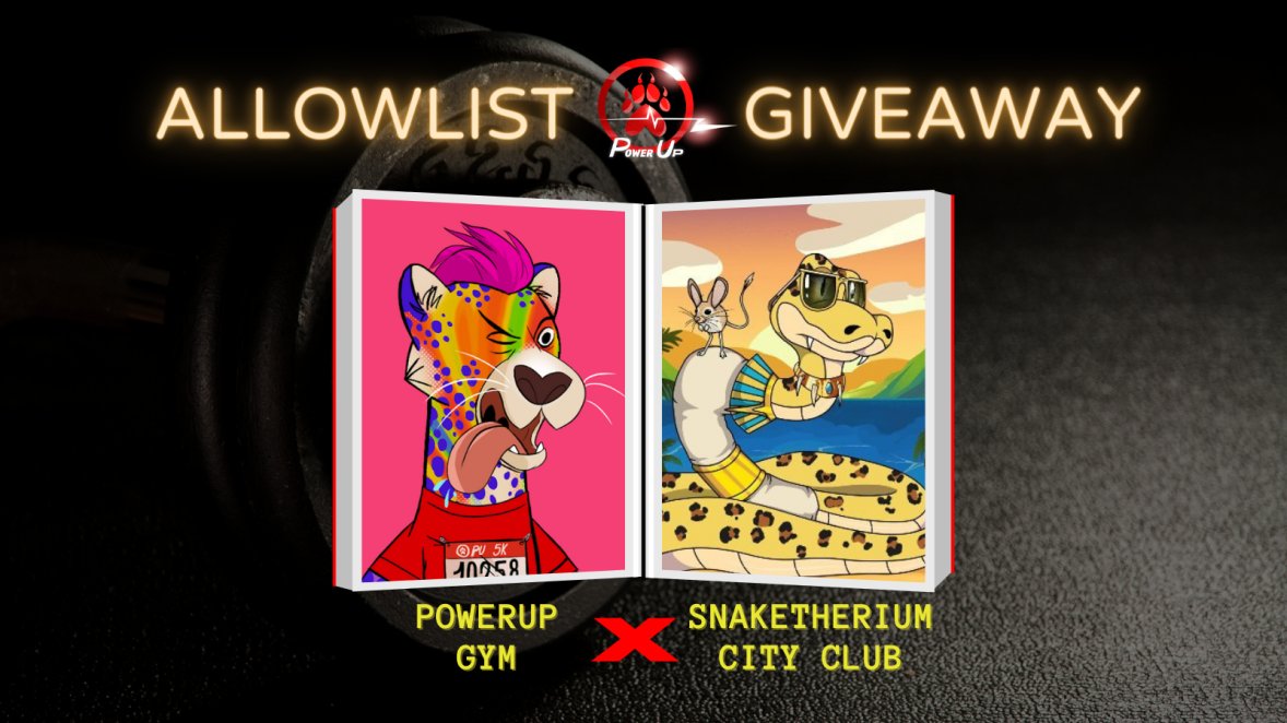 PowerUp.nft (@thepowerupgym) on Twitter photo 💪ALLOWLIST GIVEAWAY💪
We are giving away 15x WL for Snaketherium City Club!
To enter:
➡️Follow both <a href="/ThePowerUpGym/">PowerUp.nft</a> & <a href="/SnakethereumCC/">Snakethereum City Club</a>
➡️RT & Like
➡️Tag Friends(Unlimited entries)
➡️Turn🔔ON!
🎉Winners in⏳72hrs.
#NFT #NFTCommunity #NFTGiveaway #Giveaways #EthereumNFTs 💪ALLOWLIST GIVEAWAY💪
We are giving away 15x WL for Snaketherium City Club!
To enter:
➡️Follow both <a href="/ThePowerUpGym/">PowerUp.nft</a> & <a href="/SnakethereumCC/">Snakethereum City Club</a>
➡️RT & Like
➡️Tag Friends(Unlimited entries)
➡️Turn🔔ON!
🎉Winners in⏳72hrs.
#NFT #NFTCommunity #NFTGiveaway #Giveaways #EthereumNFTs