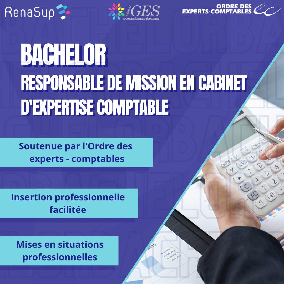 ReseauRenasup's tweet photo. Vous souhaitez faire une formation Bac+3 soutenue par l'Ordre National des experts-comptables ?

Le Bachelor Responsable de Mission en Cabinet d'Expertise Comptable est fait pour vous ! 🧑‍🎓

Retrouvez les établissements partenaires: https://t.co/tBxIuL0NF0

#bachelor #renasup #GES https://t.co/RsTjLWZz0Z