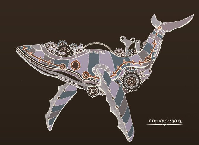 今日もお疲れ様でした✨✨
⚙クジラ⚙
#スチームパンクイラスト #歯車イラスト #ペン画 #クジラ 