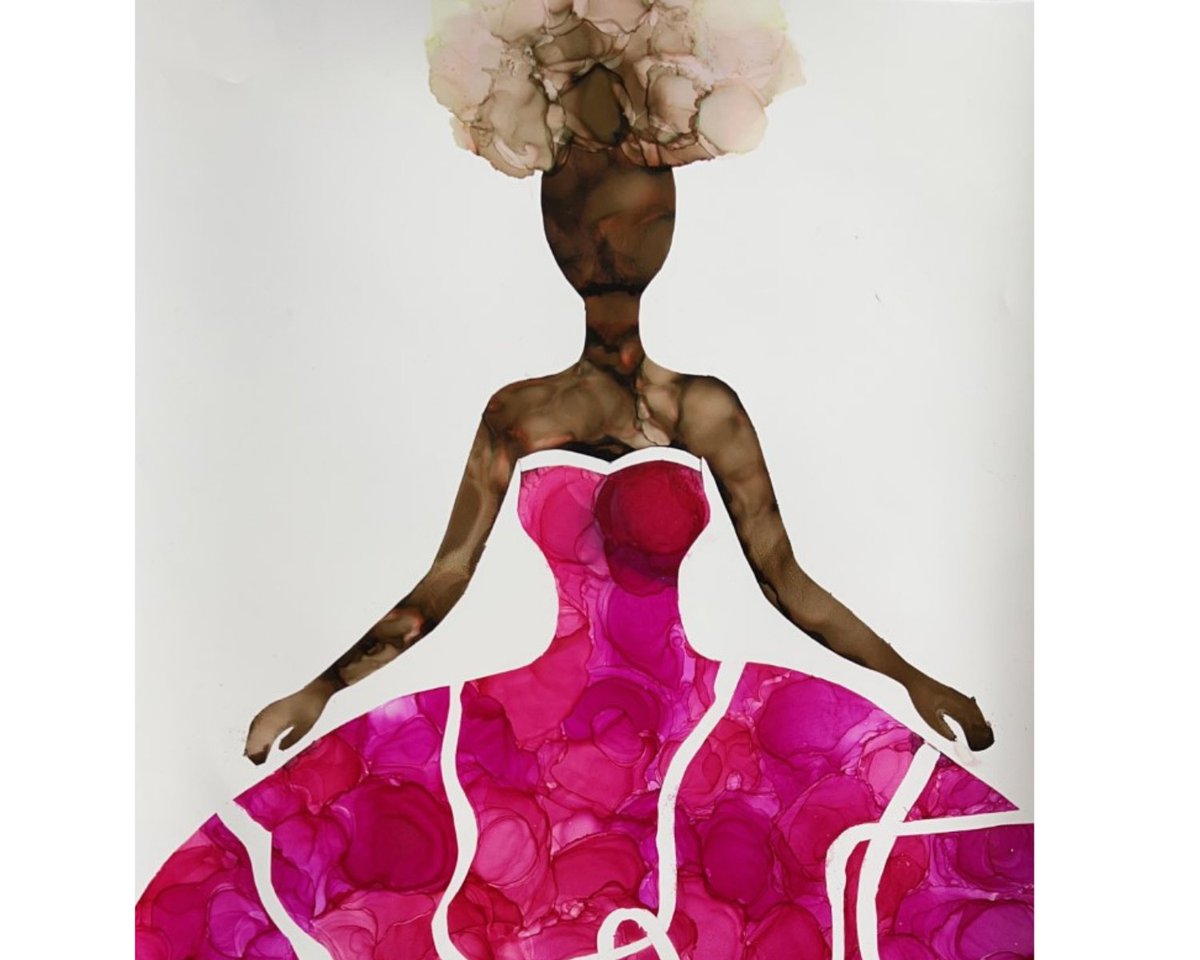 SsentamuDr's tweet photo. This beautiful abstract alcohol ink painting is of an elegant girl in a beautiful pink dress blossoming into a badass woman with more faith than fear. A girl should be like a butterfly pretty to see, hard to catch. She is all dressed up ready for the ball. https://t.co/TZhi0zaw5M