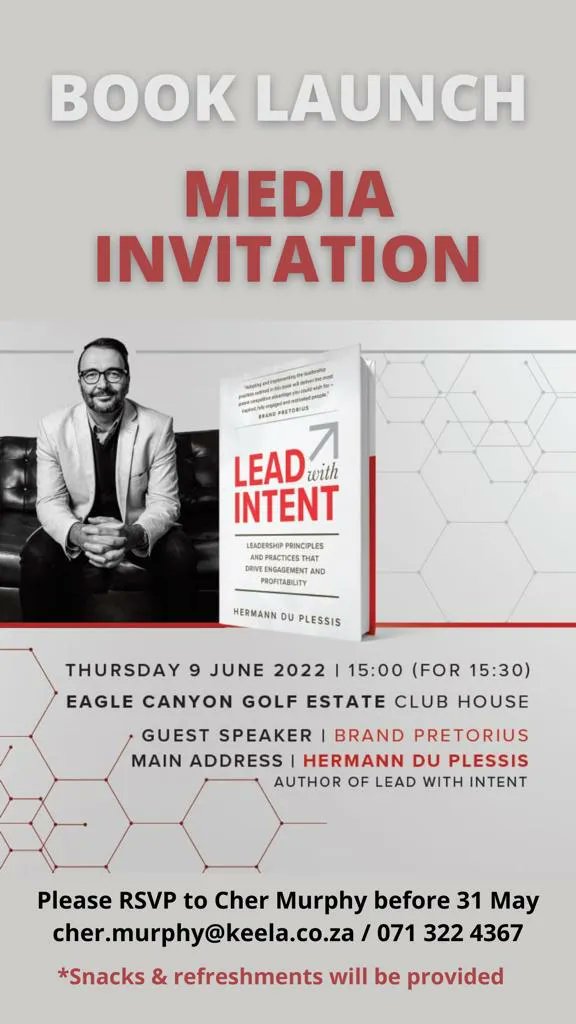 Themba_Thandeka's tweet photo. MEDIA INVITATION
RSVP with Cher Murphy before 31 May 2022 at cher.murphy@keela.co.za / 071-322-4367
#LeadWithIntent https://t.co/uVGmZxdLbm https://t.co/sLw6z6pxNY