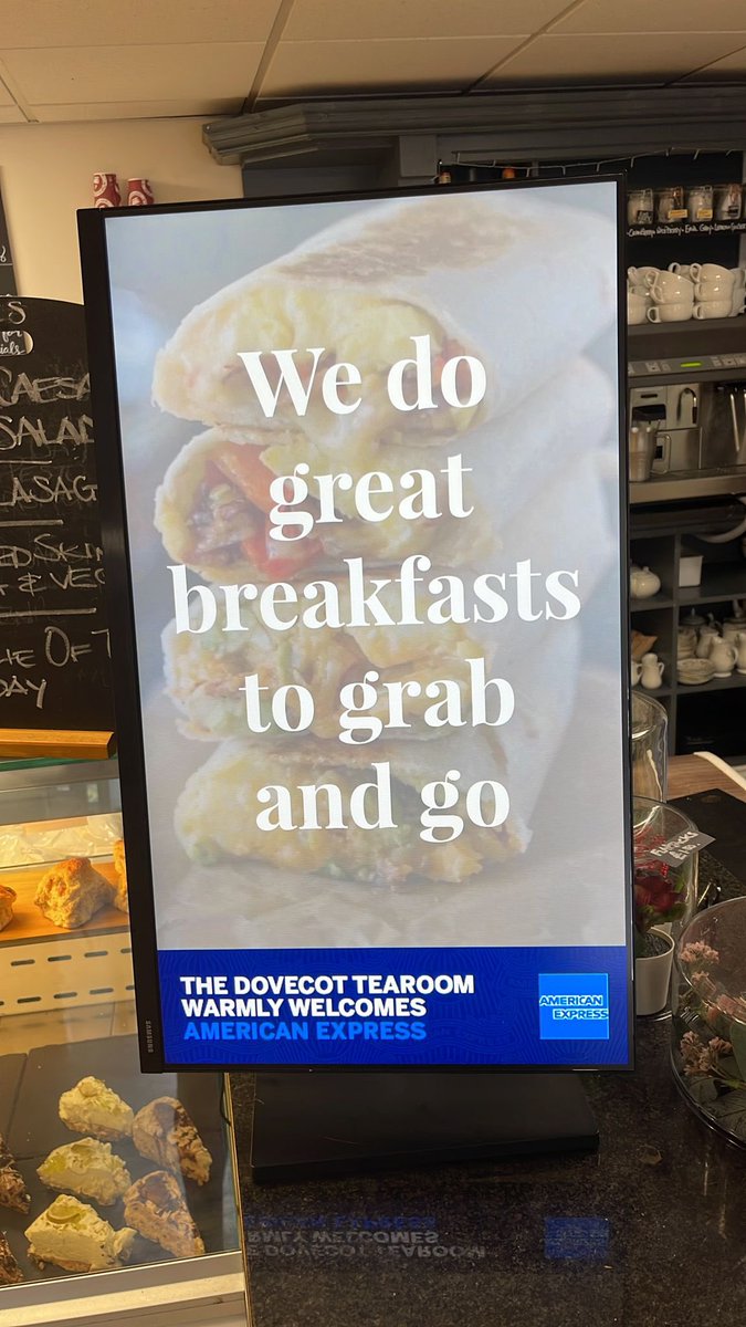 pauljonesking's tweet photo. When @bookshopscreens also do #tearoomscreens @AmericanExpress and your friend @AndrewLeatherd2 sends you a photo of the new screen in the best #tearoom in #Stockton #dovecottearoom #breakfast #Mondayvibes #afternoontea #northeastlife https://t.co/zJeojGzvBM