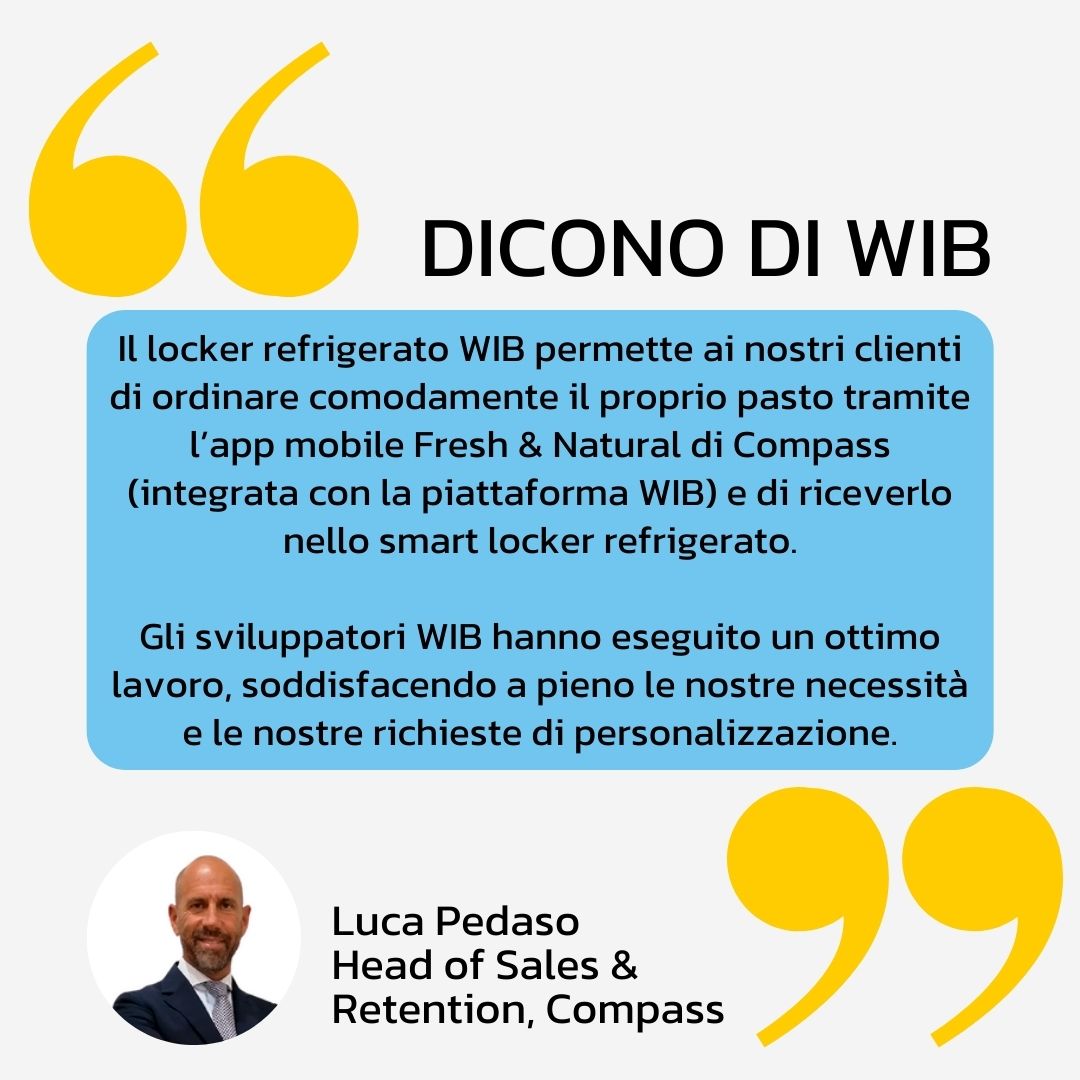 .<a href="/compassgroupuk/">Compass Group UK & I</a> ha scelto i nostri #FoodLocker per la gestione della mensa universitaria del <a href="/polimi/">Politecnico di Milano</a>. Vi lasciamo con la testimonianza di Luca Pedaso, Head of Sales &amp; Retention di Compass mentre qui: wibmachines.eu/clienti-testim… trovate  tutte le testimonianze dei nostri clienti!