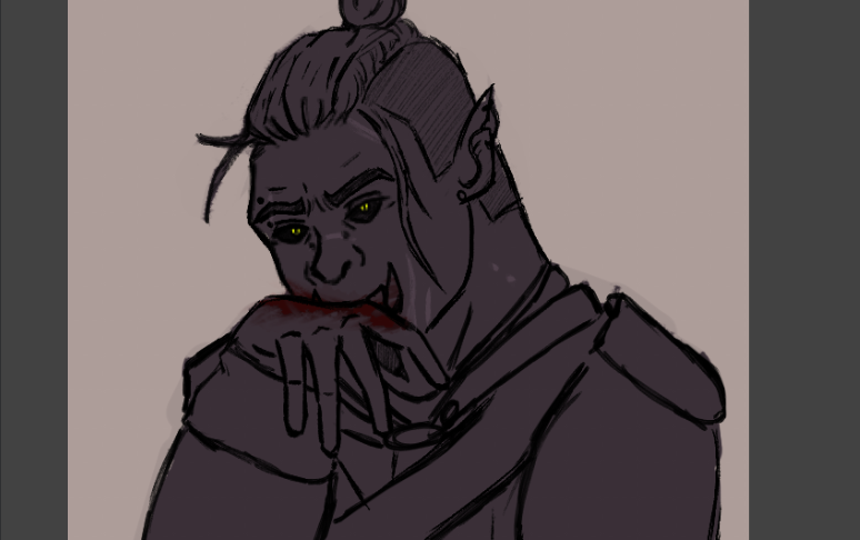 PolterZeitz's tweet photo. blood //
been playing skyrim again, decided to sketch my dragonborn orsimer ( and vampire ), kharza #skyrimOC #orsimer #vampireOC https://t.co/Pk5IqD0k9H