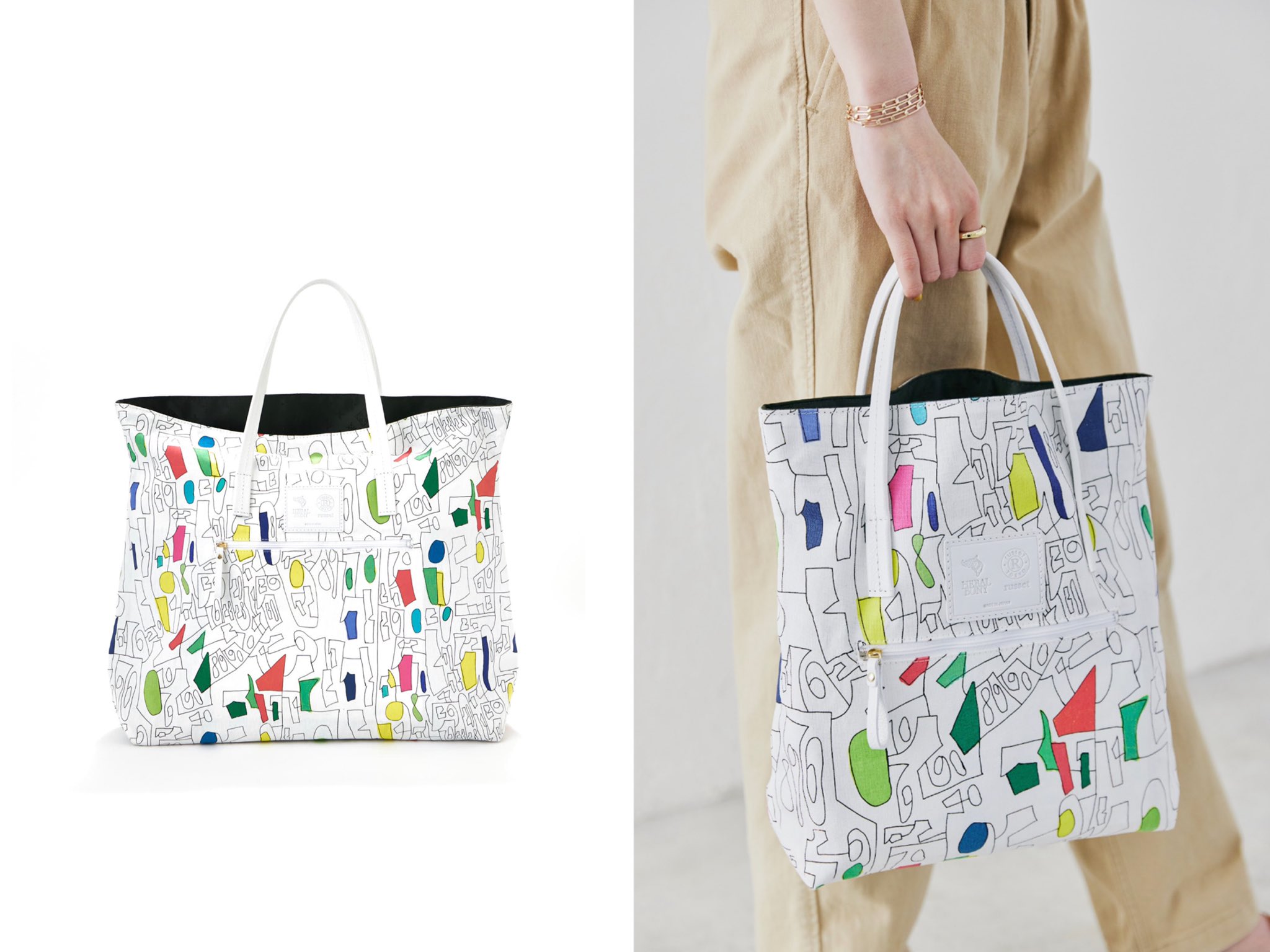 美品 ラシット HERALBONY コラボリバーシブルトートバッグ