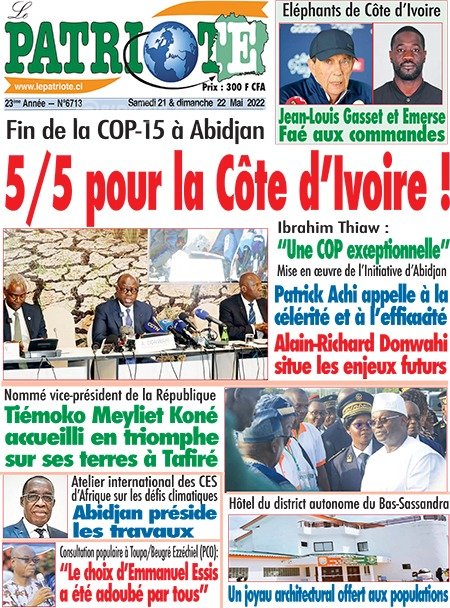 LePatrioteCI's tweet photo. Le Patriote n°6713 des samedi 21 et dimanche 22 mai 2022.
L'officialisation de la nomination de Jean-Louis Gasset et Emerse Faé à la tête des Eléphants, la fin de la #COP15 en #CIV225, l'accueil triomphal du vice-président Koné Tiémoko Meyliet à #Tafire,... à lire @FIFCI_tweet https://t.co/laJiTC7bqI