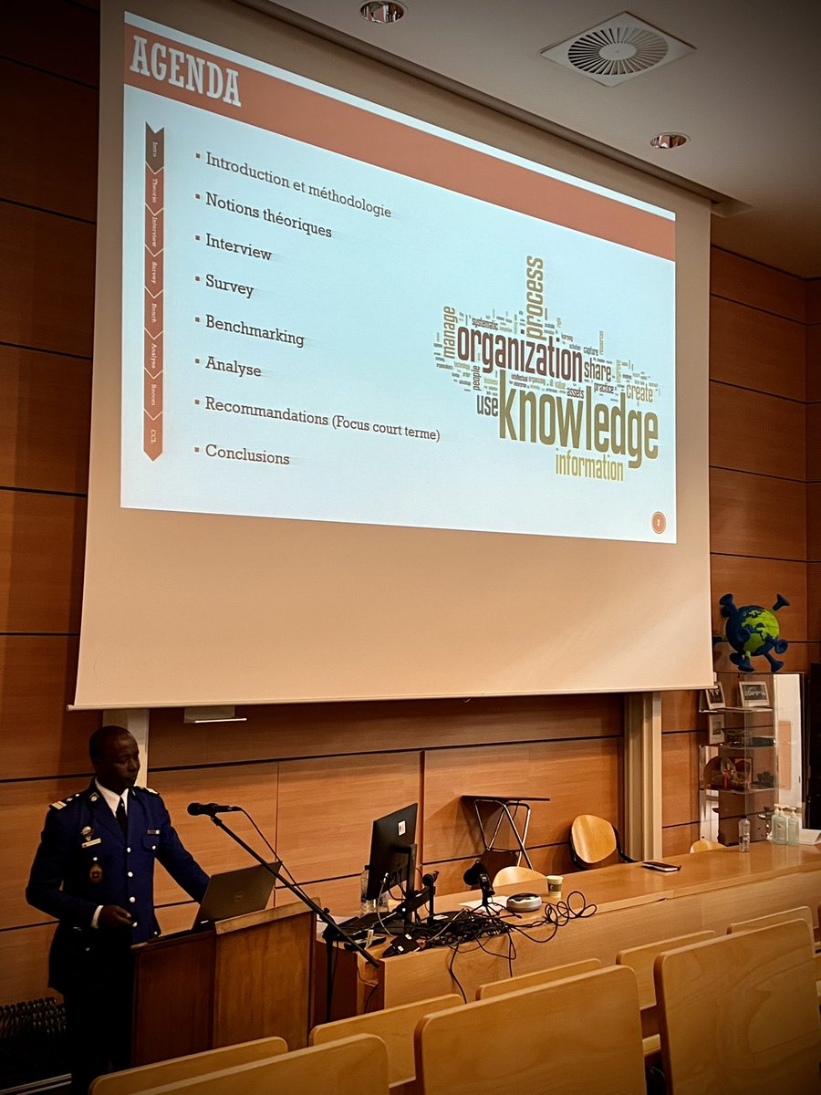 AStCBelDef's tweet photo. โ For their #sap136, Tago, Henri, Pierre and Franรงois really invested themselves in the field of Knowledge Management this academic year. Great presentation by our colleagues. ๐ https://t.co/ZfsT9Qe7wt