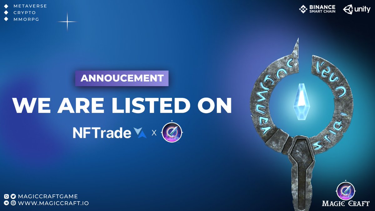#MagicCrafters, we are thrilled to announce that we've been listed and verified on <a href="/NFTradeOfficial/">NFTrade</a> 🥳

nftrade.com/assets/bsc/0xb…