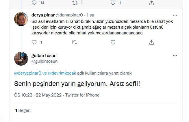 Şu akla şu mantığa bak sizin gibi insanlar yüzünden kadınlığımızdan utanıyoruz. Çocuğu vefat eden acılı bir anneye edilen lafa bak. konuşurken yazarken çıkacakları düşünerek konulun yazın yoksa ağzınızdan çıkanla kıçınızdan çıkan arasında fark olmaz.
 #GülbinTosunİstifa